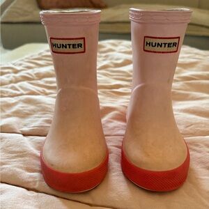Hunter Rain Boots- blush pink with dark pink trim- toddler 6